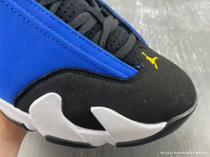 Official Maikesneakers 487471-407 Jordan 14 Retro Laney 0511